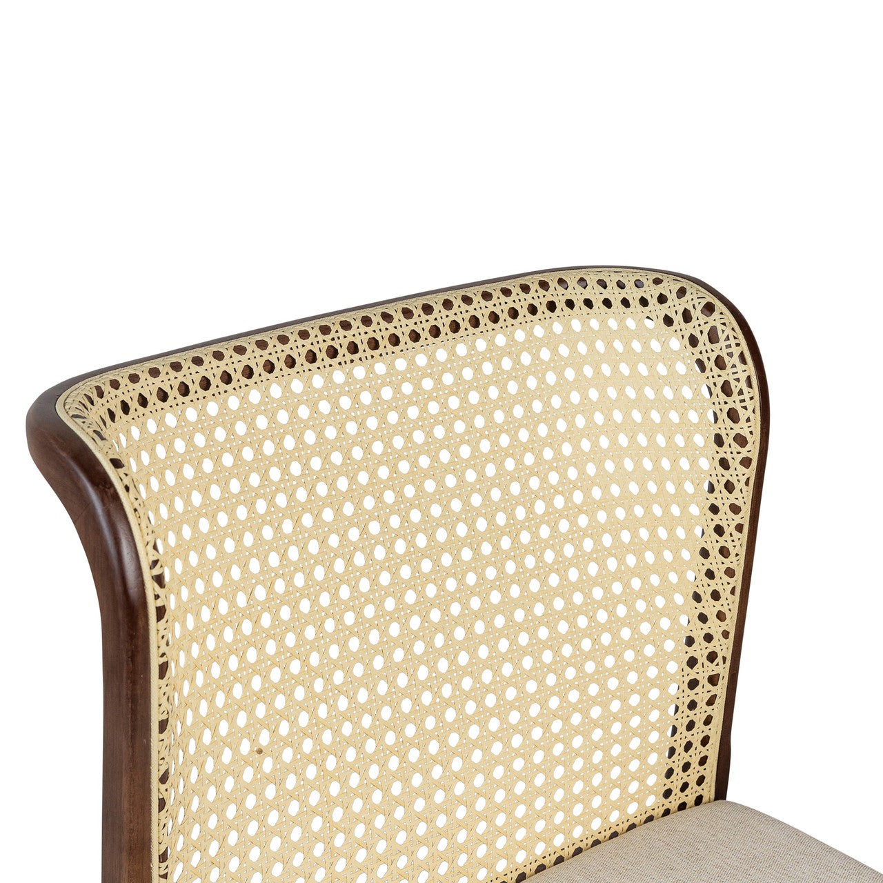 Modern Brazilian - Eloa - Cane Side Chair - Medley Ivory Seat - Nogal Frame - Natural Cane Webbing