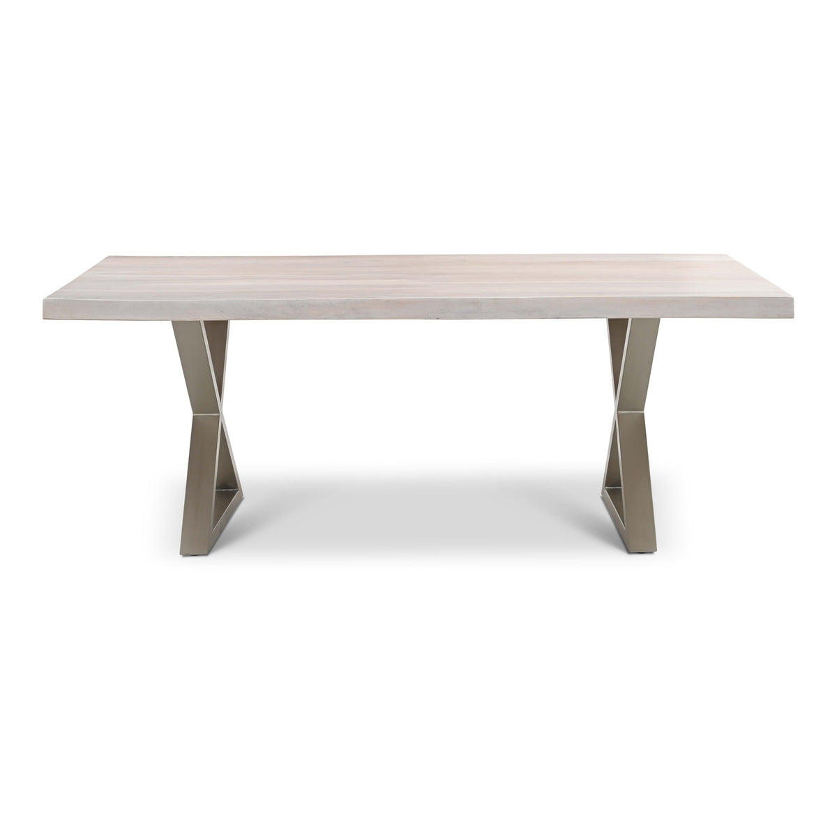 Brooks Dining Table X Base 40" x 79" White Wash Top - Pewter Base by Urbia - product view