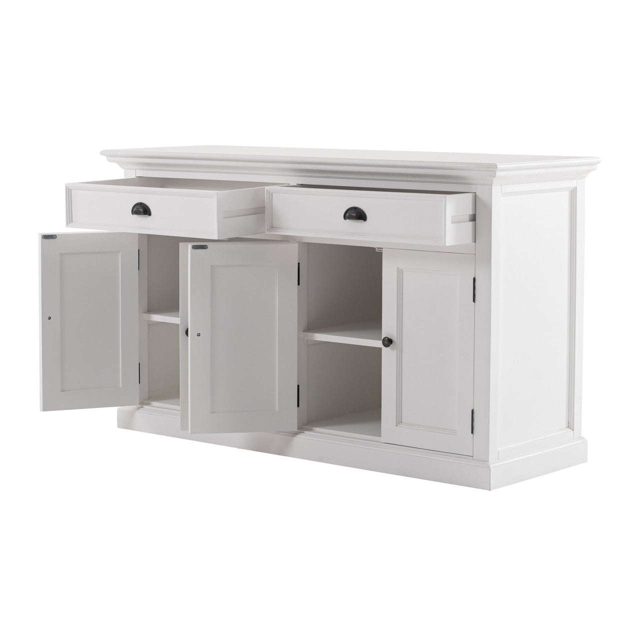 French Coastal Glass-Display Hutch Unit 57"