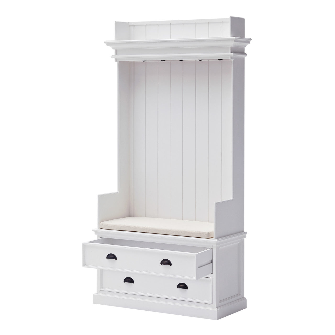 French Coastal Entryway Coat Rack & Bench Unit - ZNS-CA581