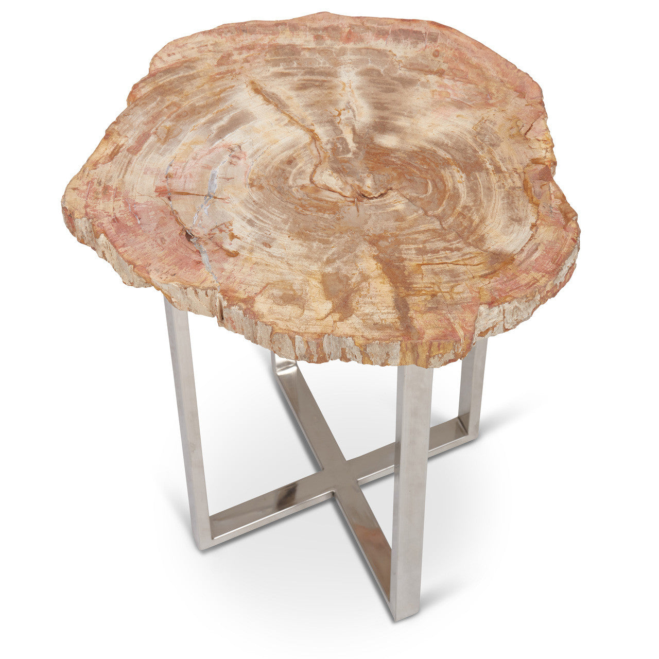 Relique - Eliza End Table - Polished Stainless Steel Base - Natural Light Top
