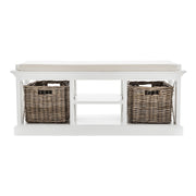 French Coastal Bench & Basket Set 47"