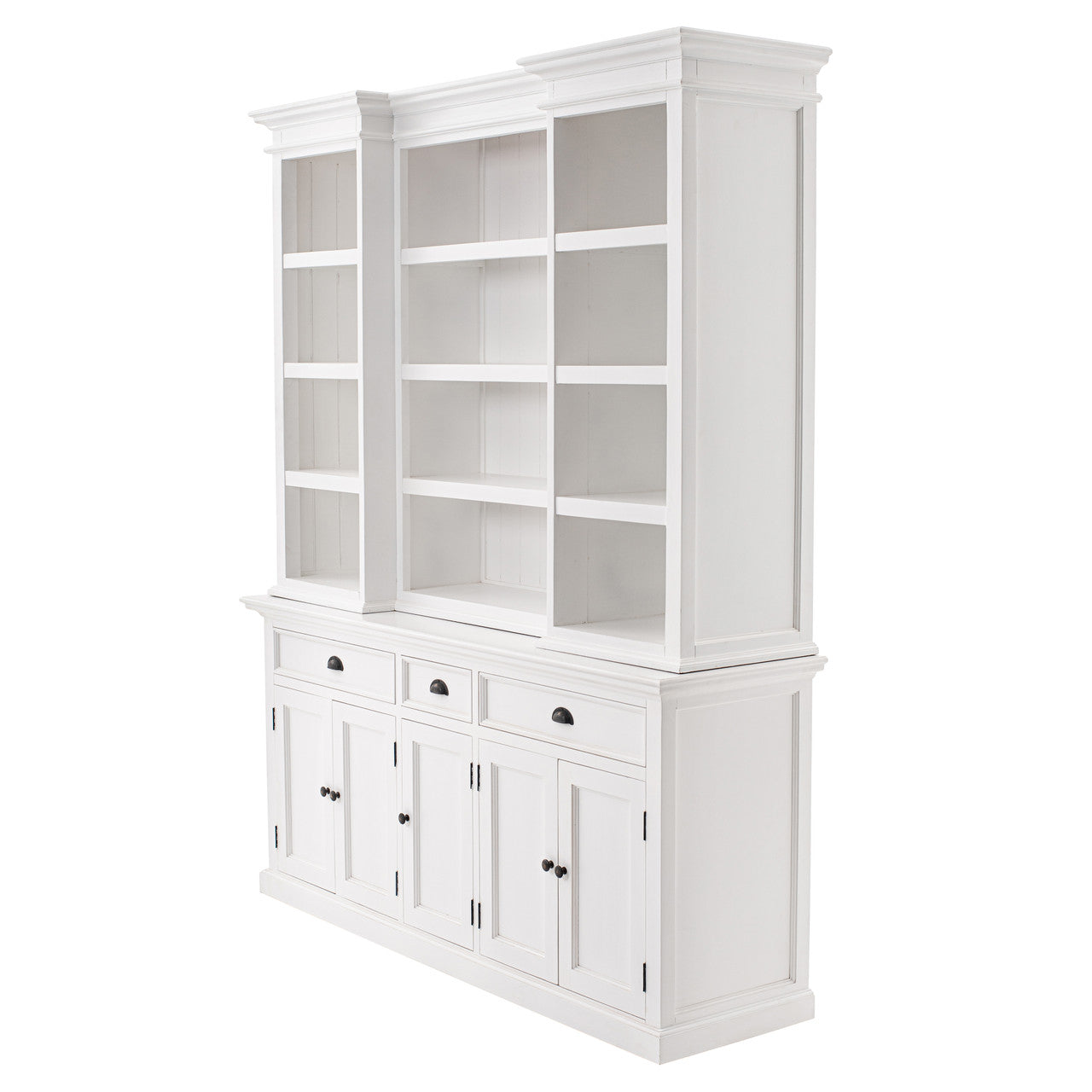French Coastal Kitchen Hutch Cabinet with 5 Doors 3 Drawers 71"