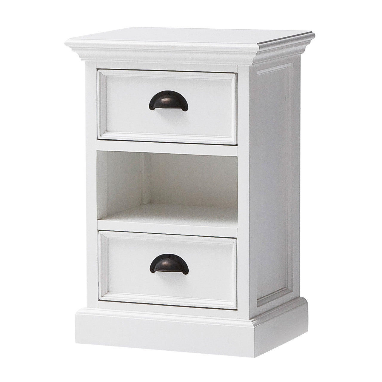 French Coastal Bedside Storage Unit with Basket 16"