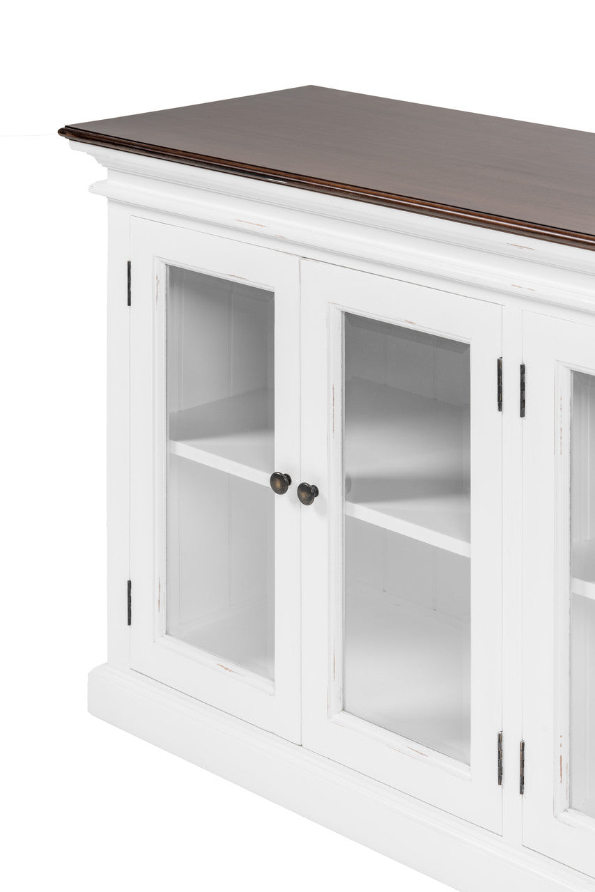 Modern Farmhouse Display Buffet with 4 Glass Doors 64"