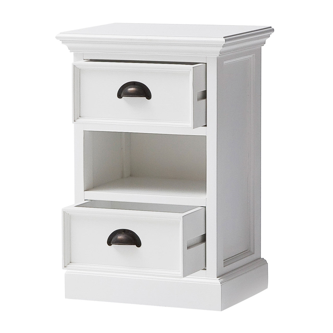 French Coastal Bedside Storage Unit with Basket 16"
