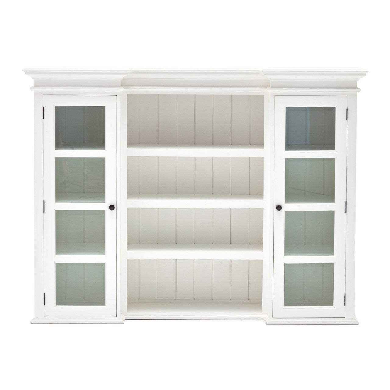 French Coastal Library Hutch with Basket Set 71"