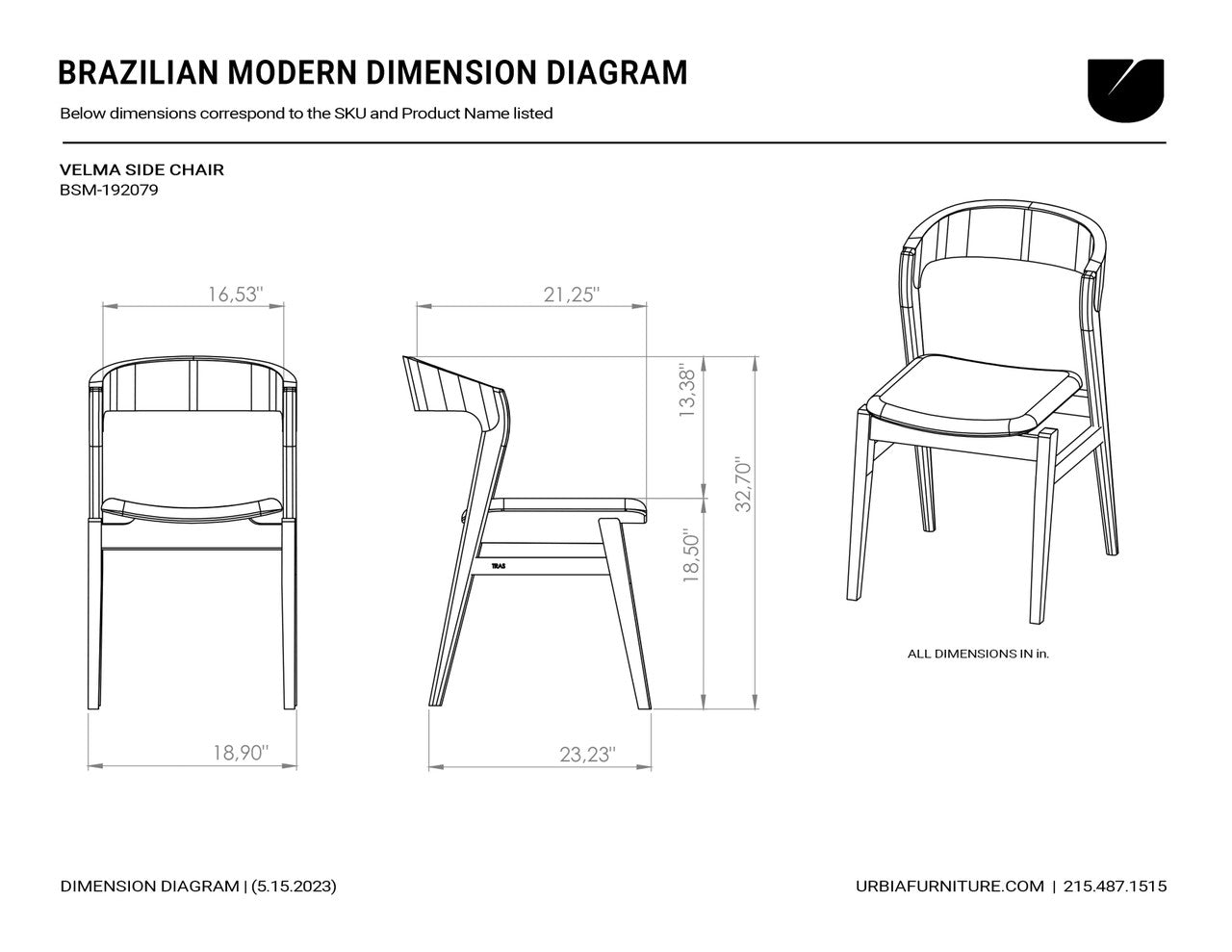Modern Brazilian - Velma - Side Chair - Essence Grey Seat - Nogal Frame