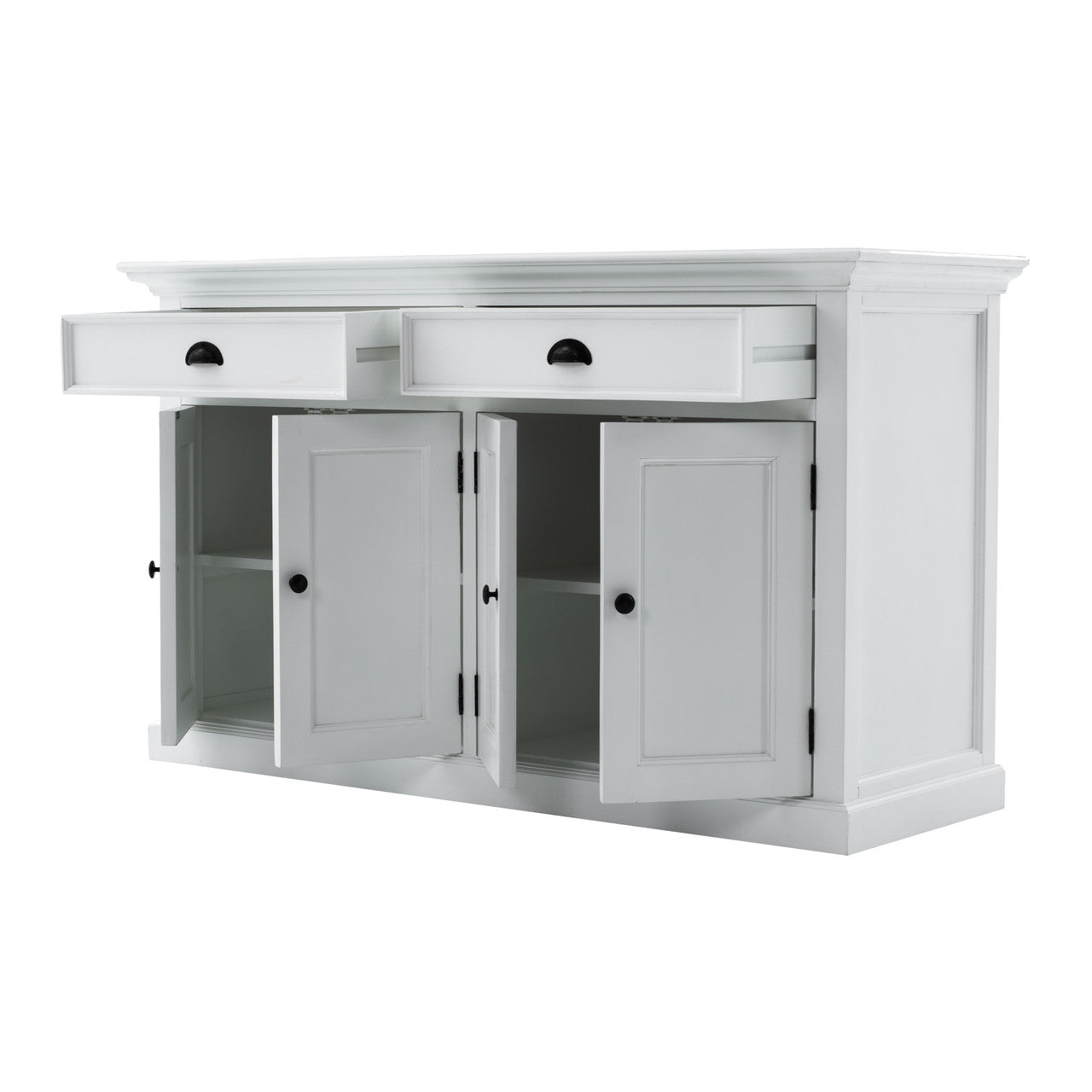 French Coastal Buffet Hutch Unit with 2 Adjustable Shelves 57"