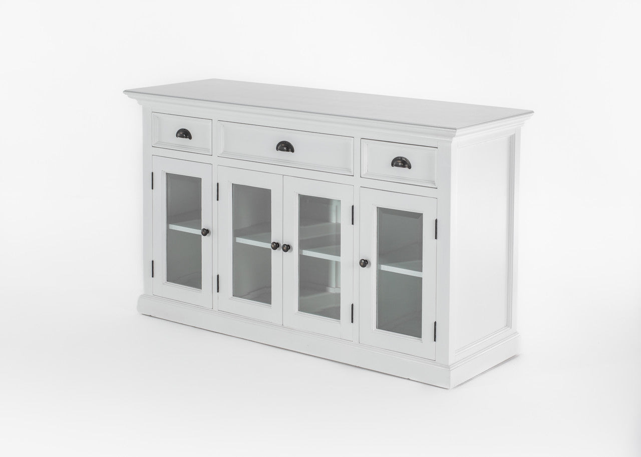 French Coastal Buffet with 4 Glass Doors 3 Drawers  57"