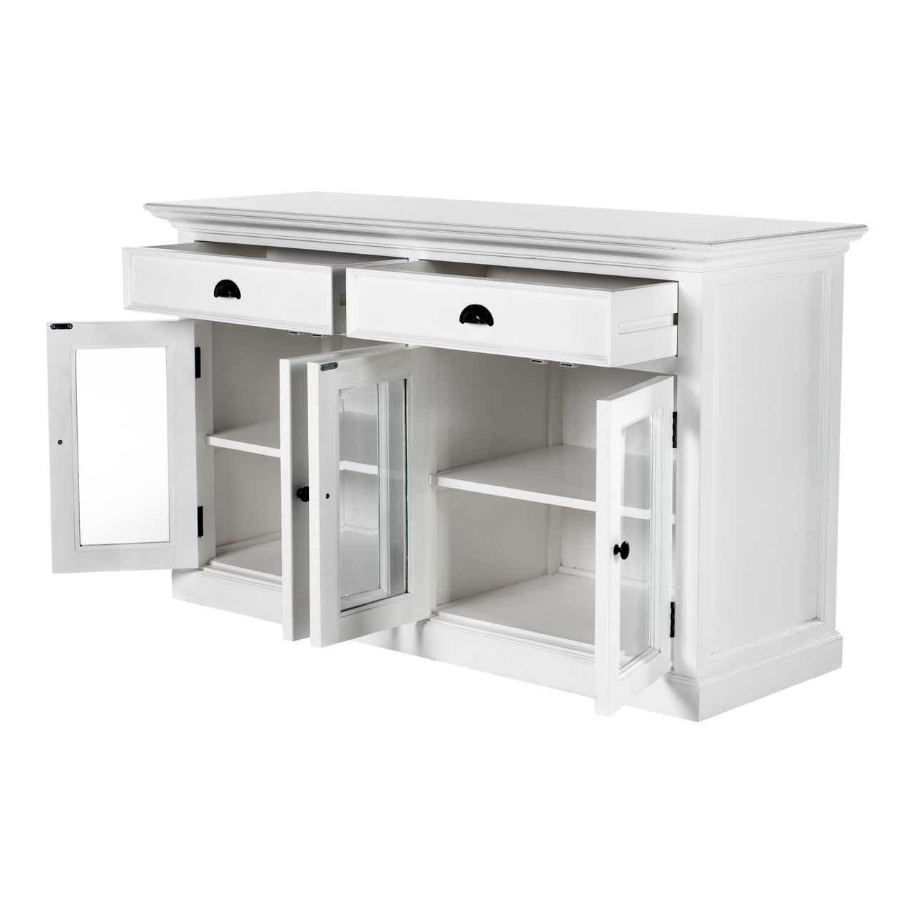 French Coastal Classic Buffet with Glass Doors  57"
