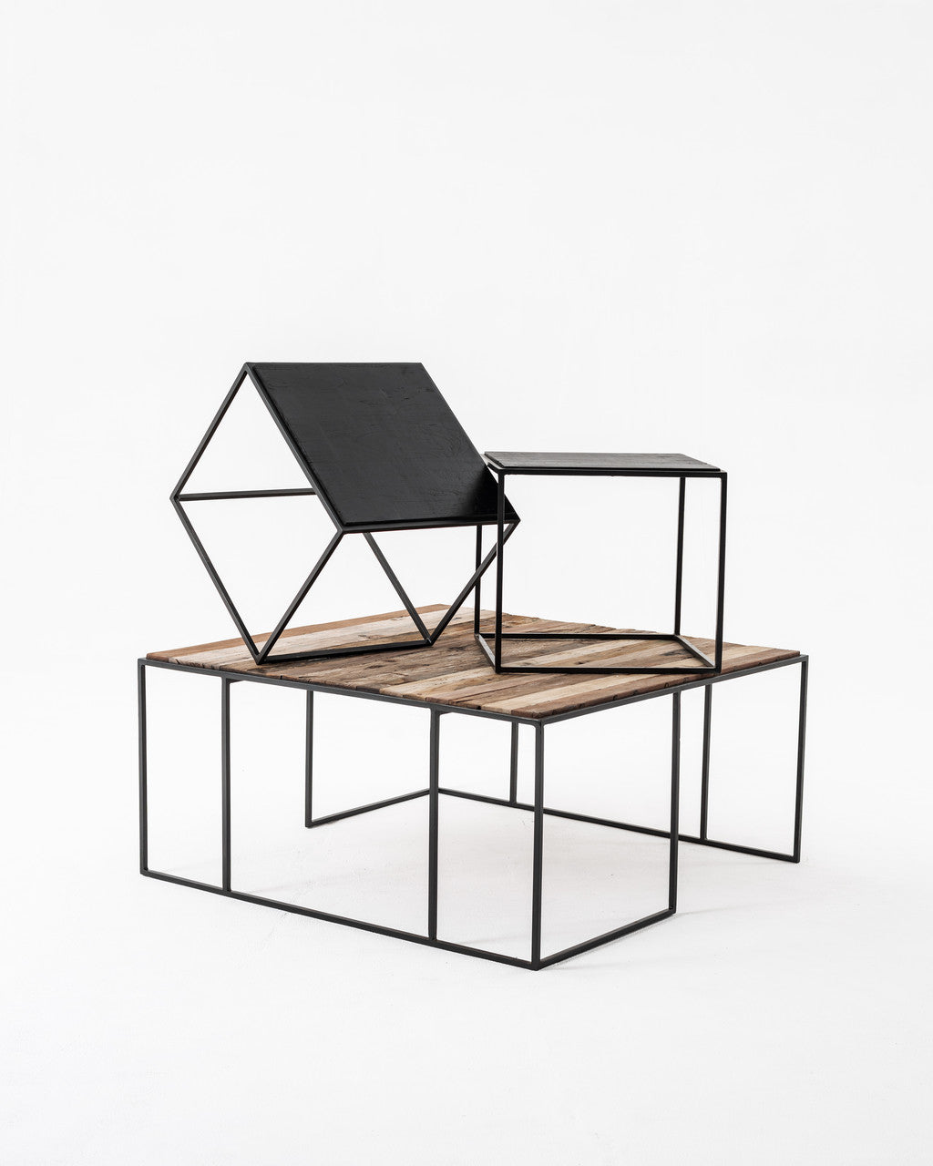 Industrial Nesting Coffee Table Set 100cm 39"