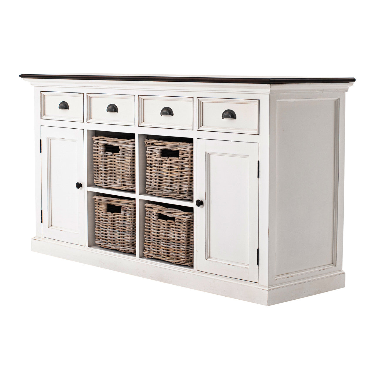 Modern Farmhouse Buffet with 4 Baskets 63"
