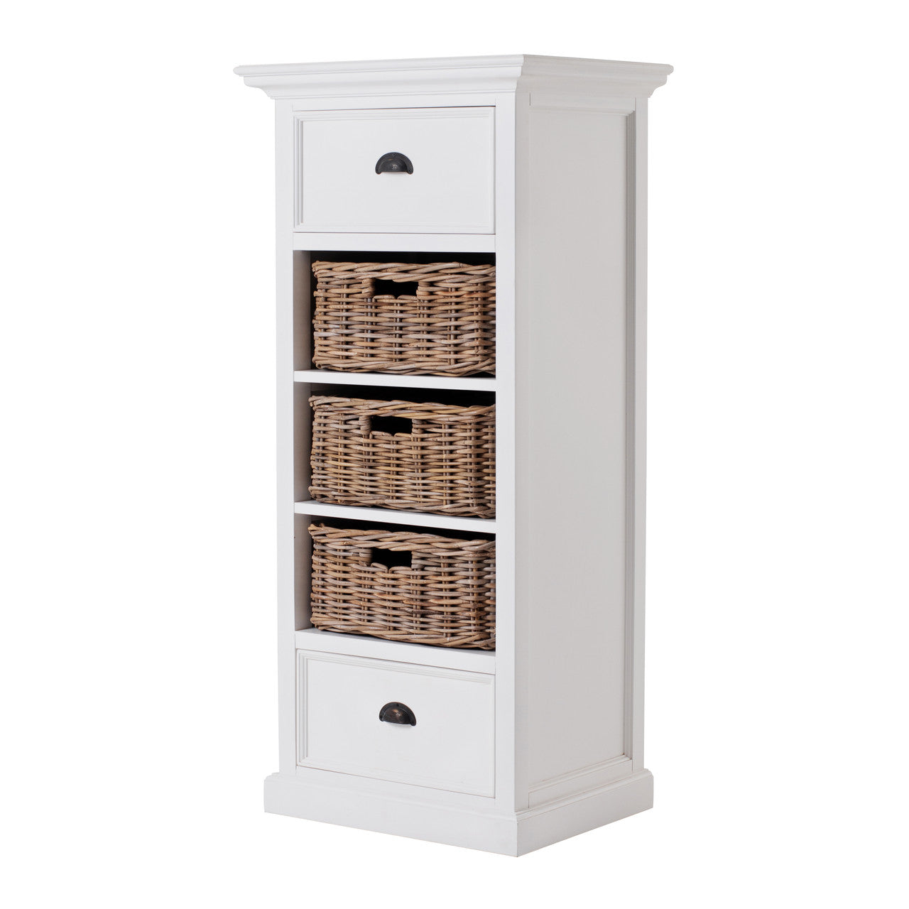 French Country Farmhouse Storage Unit with Basket Set 24"