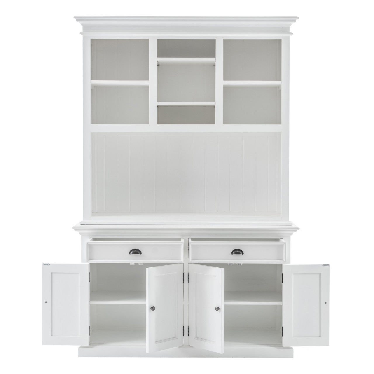 French Coastal Buffet Hutch Unit with 2 Adjustable Shelves 57"