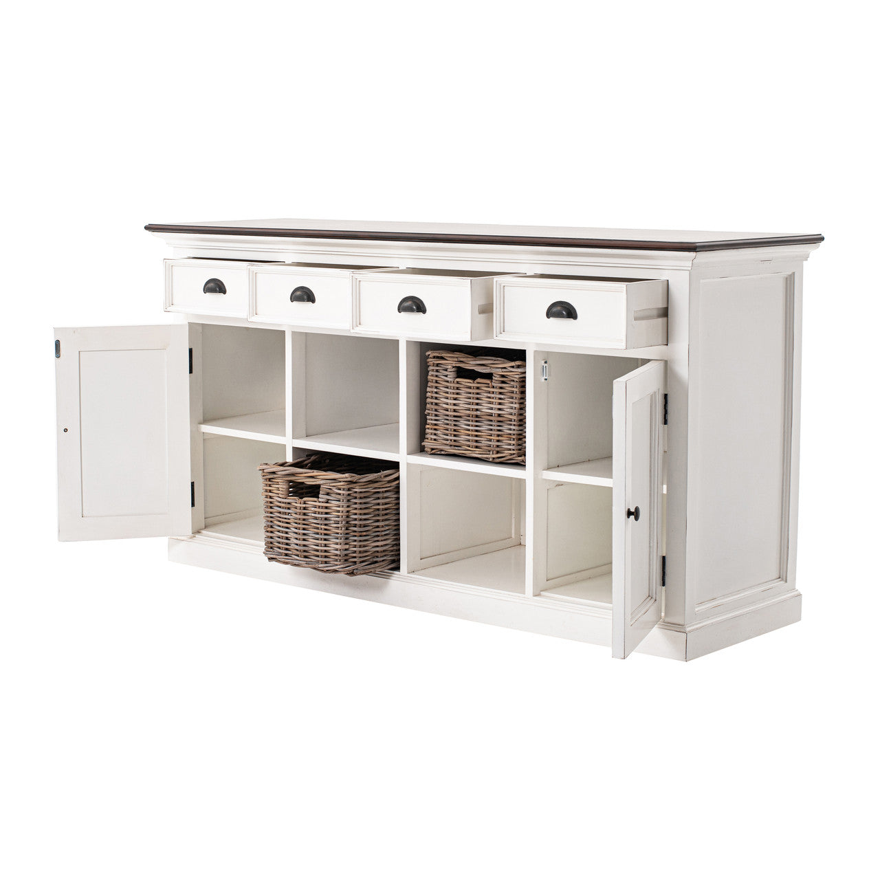 Modern Farmhouse Buffet with 4 Baskets 63"