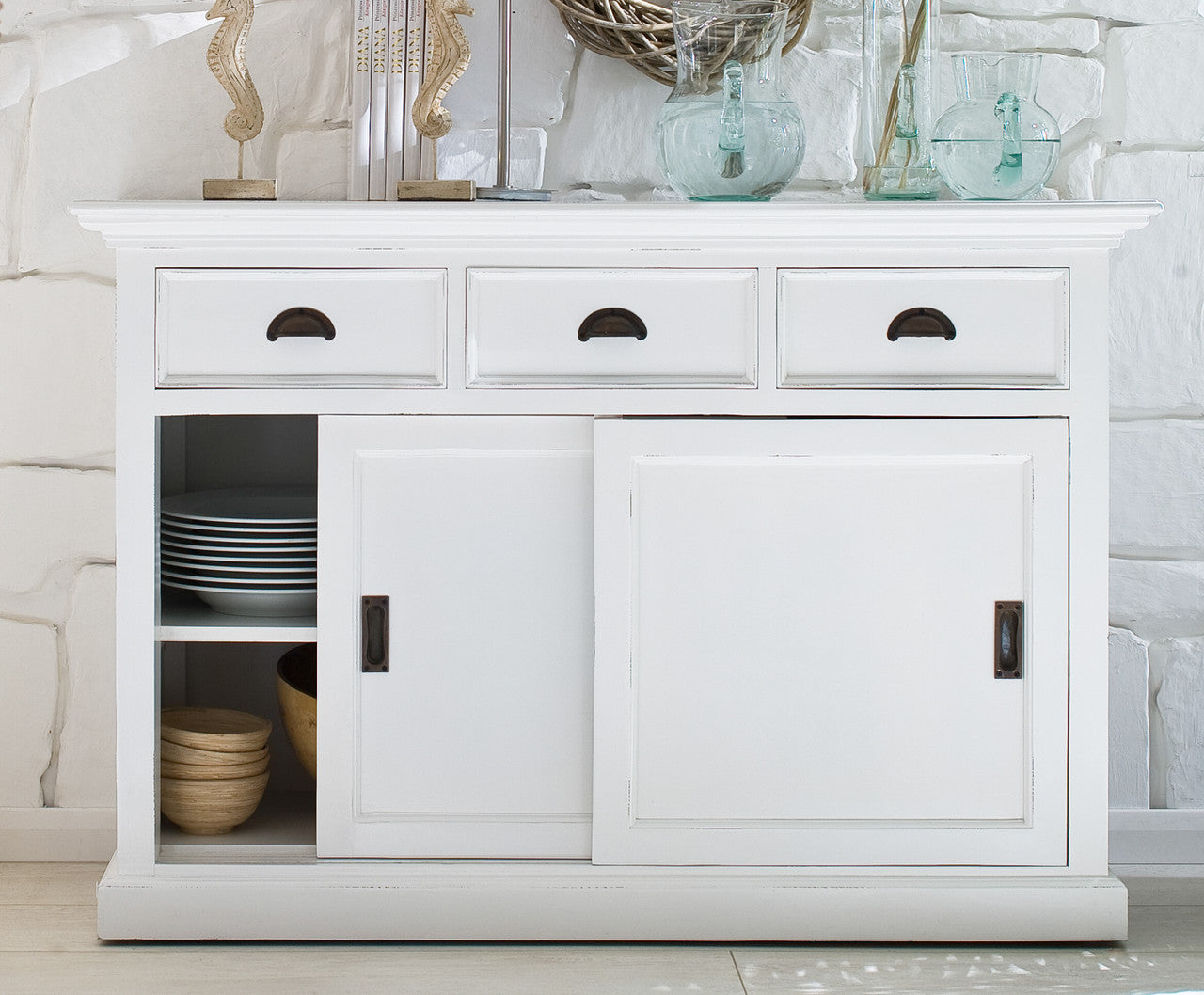 French Coastal Buffet with Sliding Doors 49"