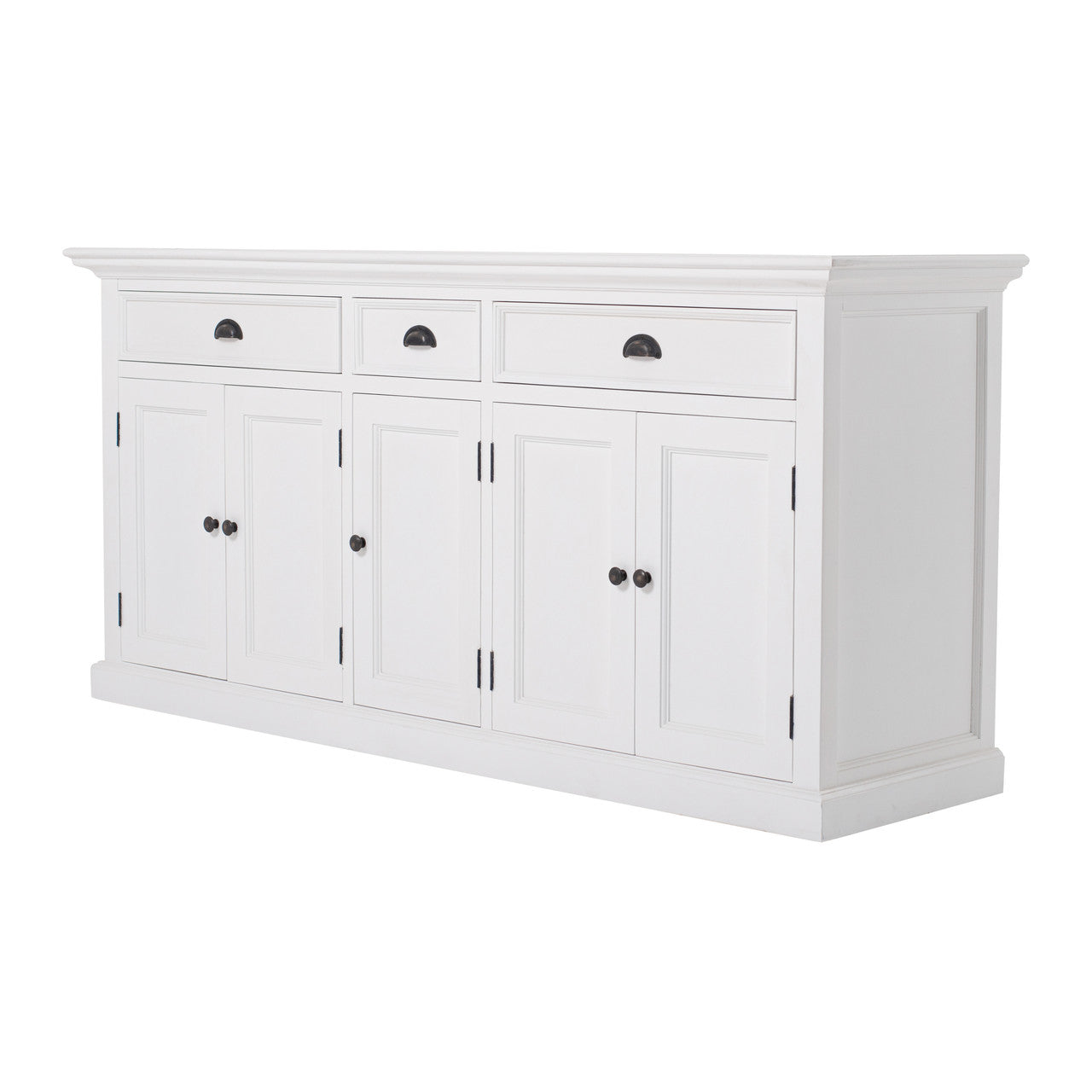 French Coastal Kitchen Hutch Cabinet with 5 Doors 3 Drawers 71"
