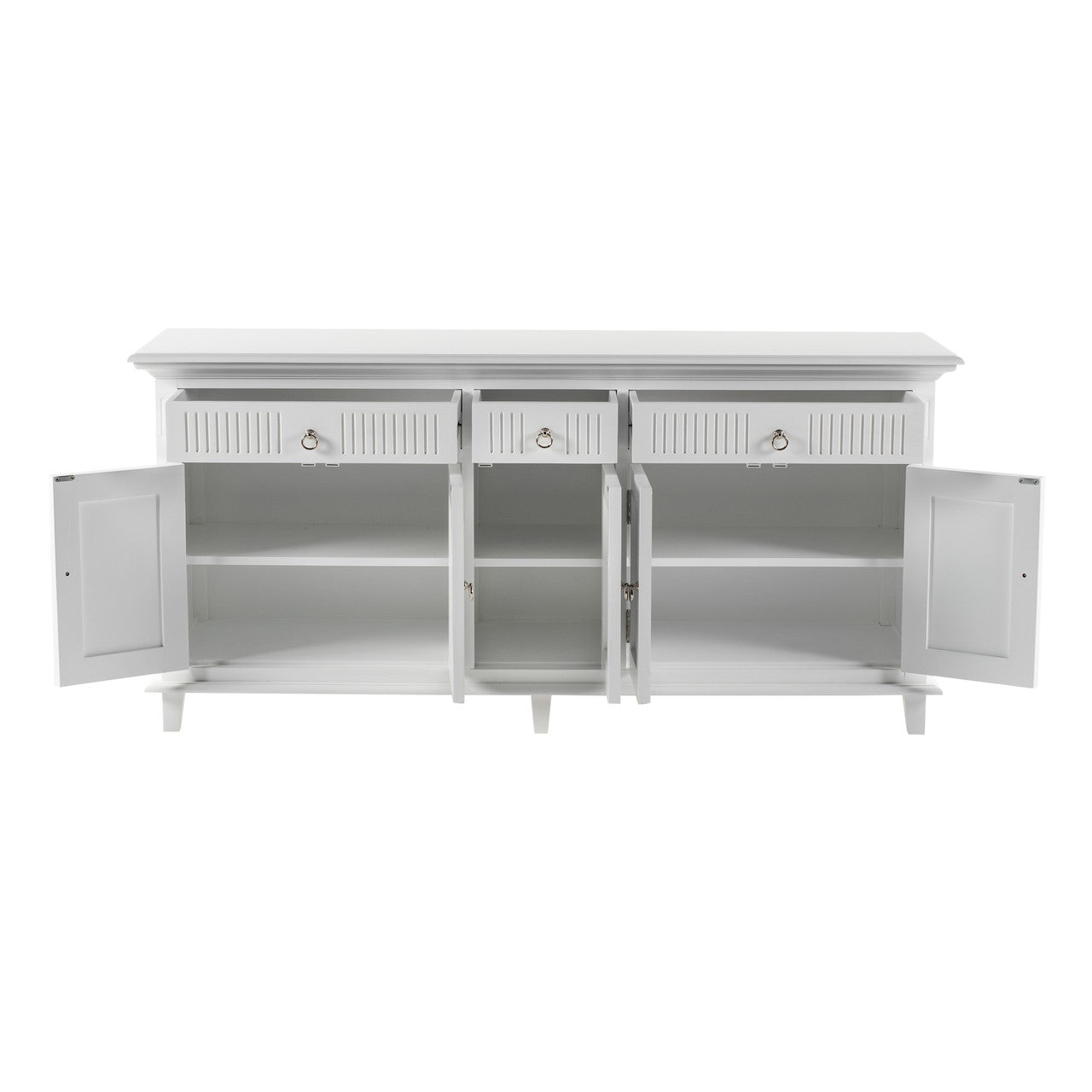 Scandi Coastal Kitchen Hutch Cabinet with 5 Doors 3 Drawers 71"