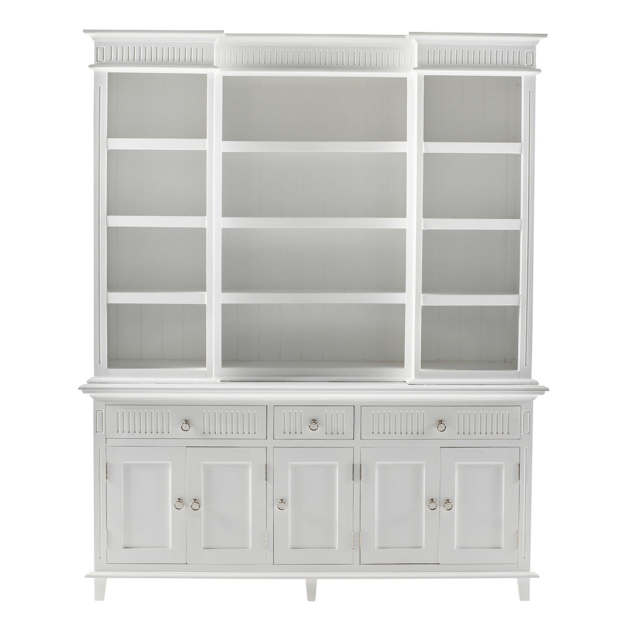 Scandi Coastal Kitchen Hutch Cabinet with 5 Doors 3 Drawers 71"