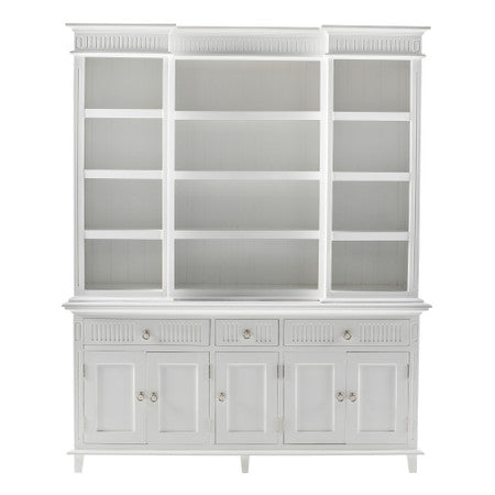 Scandi Coastal Kitchen Hutch Cabinet with 5 Doors 3 Drawers 71"