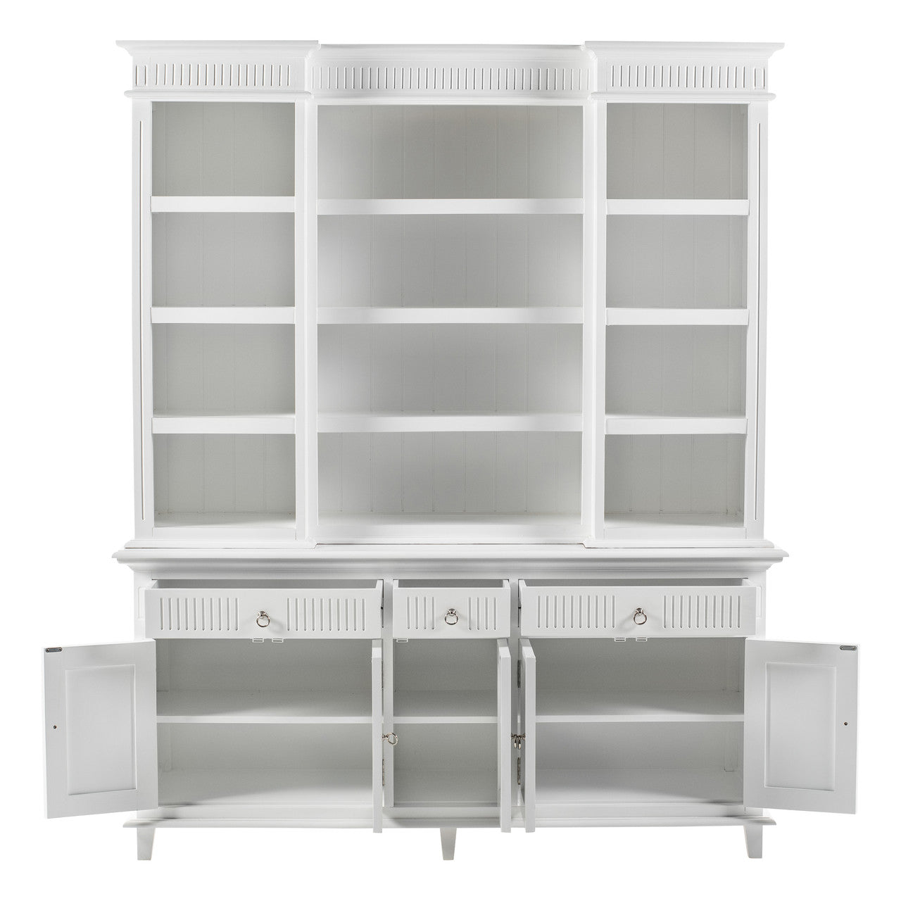 Scandi Coastal Kitchen Hutch Cabinet with 5 Doors 3 Drawers 71"