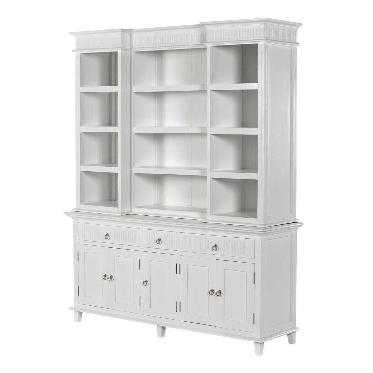 Scandi Coastal Kitchen Hutch Cabinet with 5 Doors 3 Drawers 71"