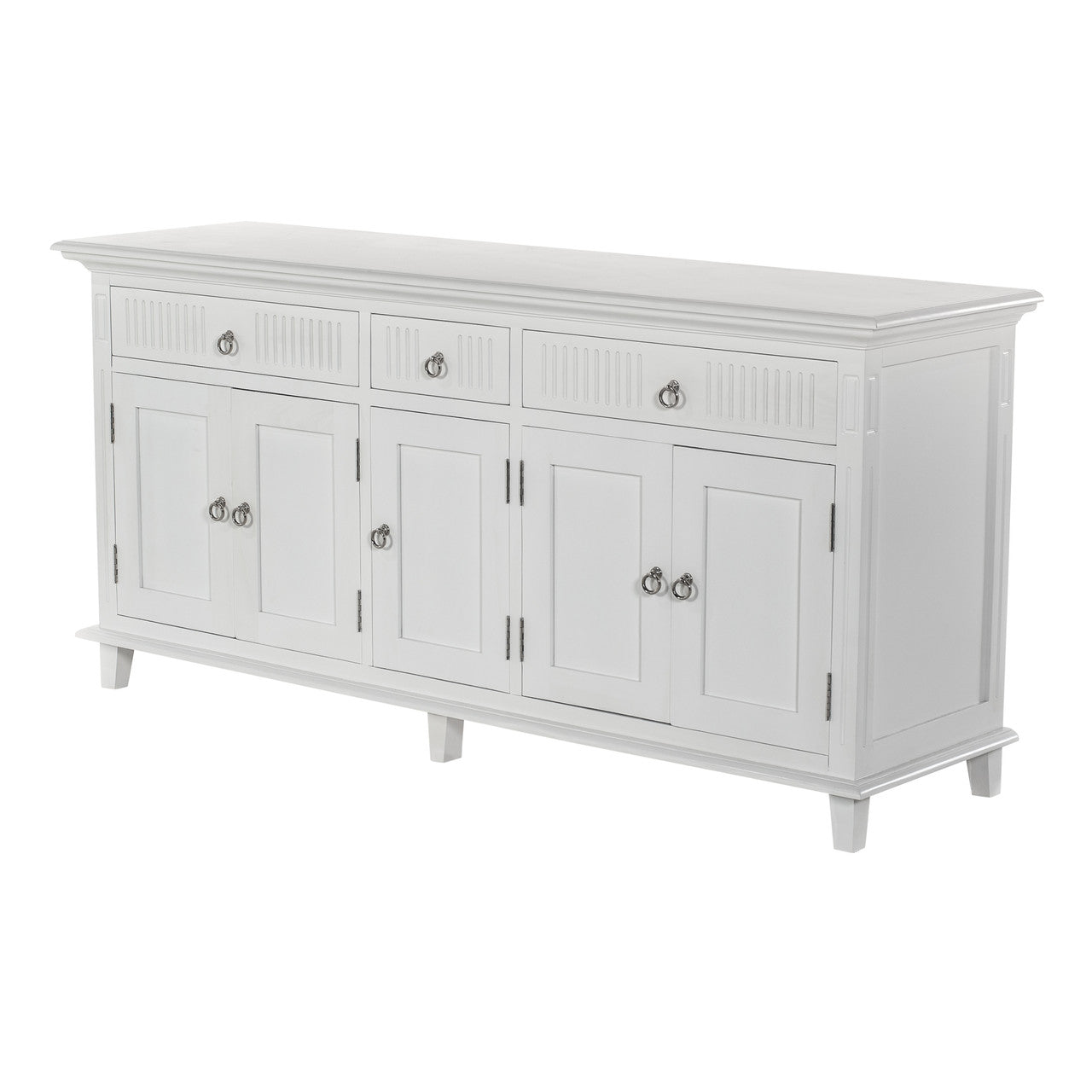 Scandi Coastal Kitchen Hutch Cabinet with 5 Doors 3 Drawers 71"