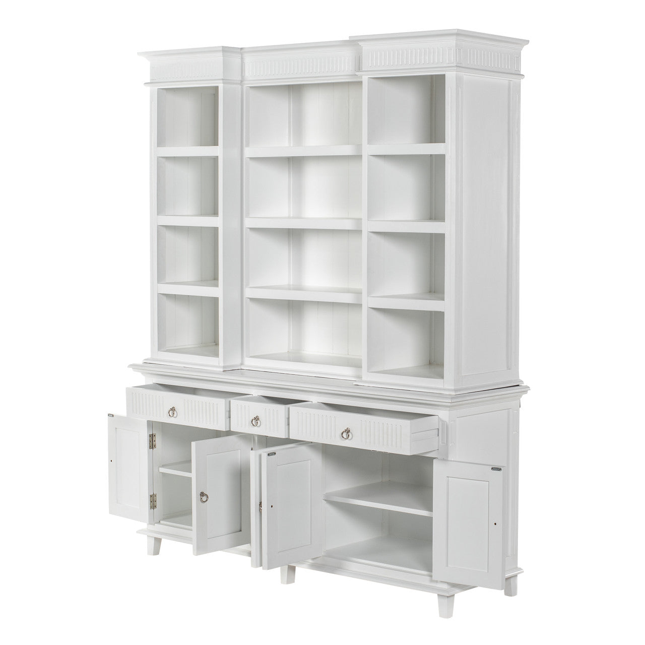 Scandi Coastal Kitchen Hutch Cabinet with 5 Doors 3 Drawers 71"