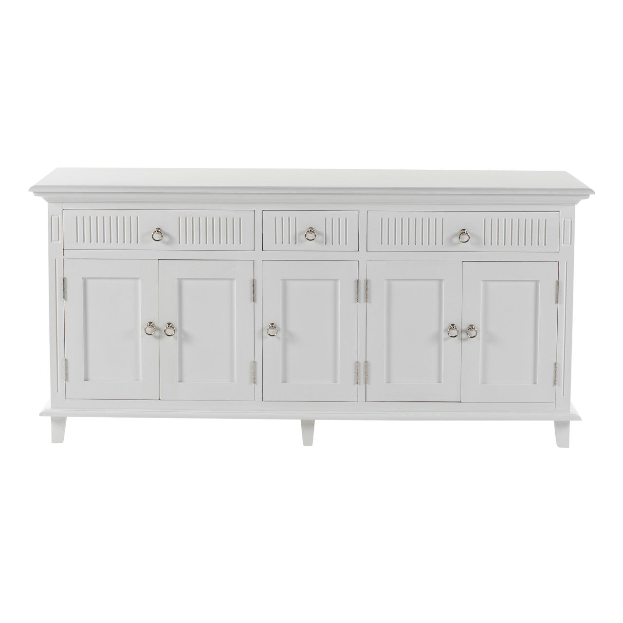 Scandi Coastal Kitchen Hutch Cabinet with 5 Doors 3 Drawers 71"