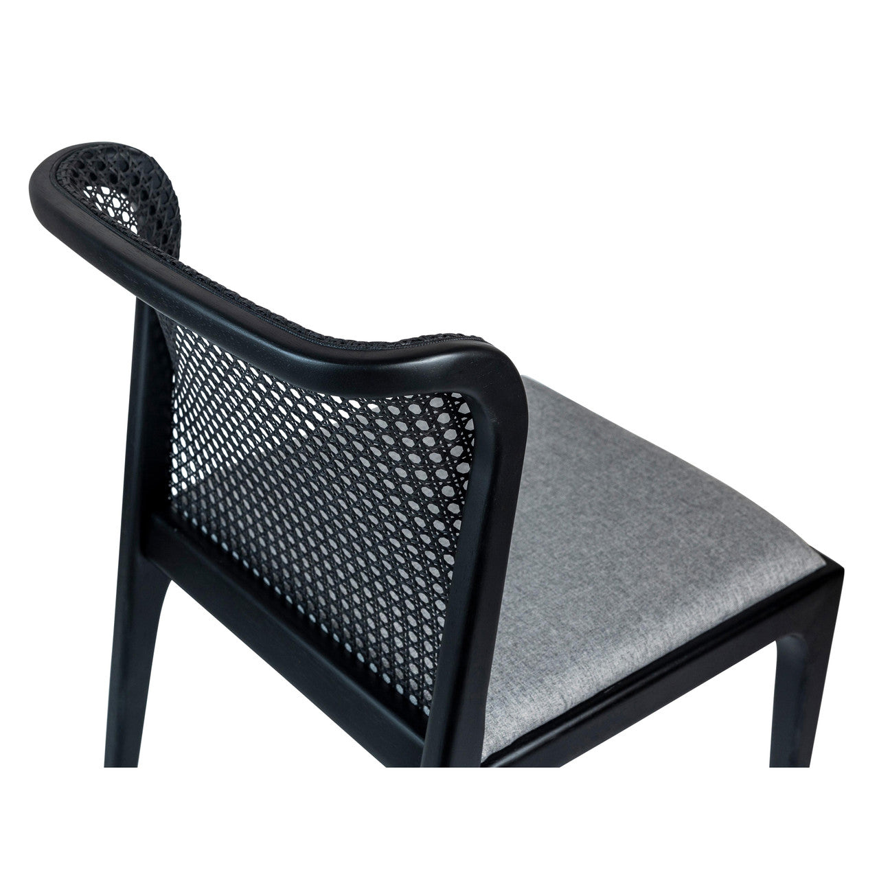 Modern Brazilian - Eloa - Cane Side Chair - Essence Grey Seat - Ebano Frame - Ebano Cane Webbing