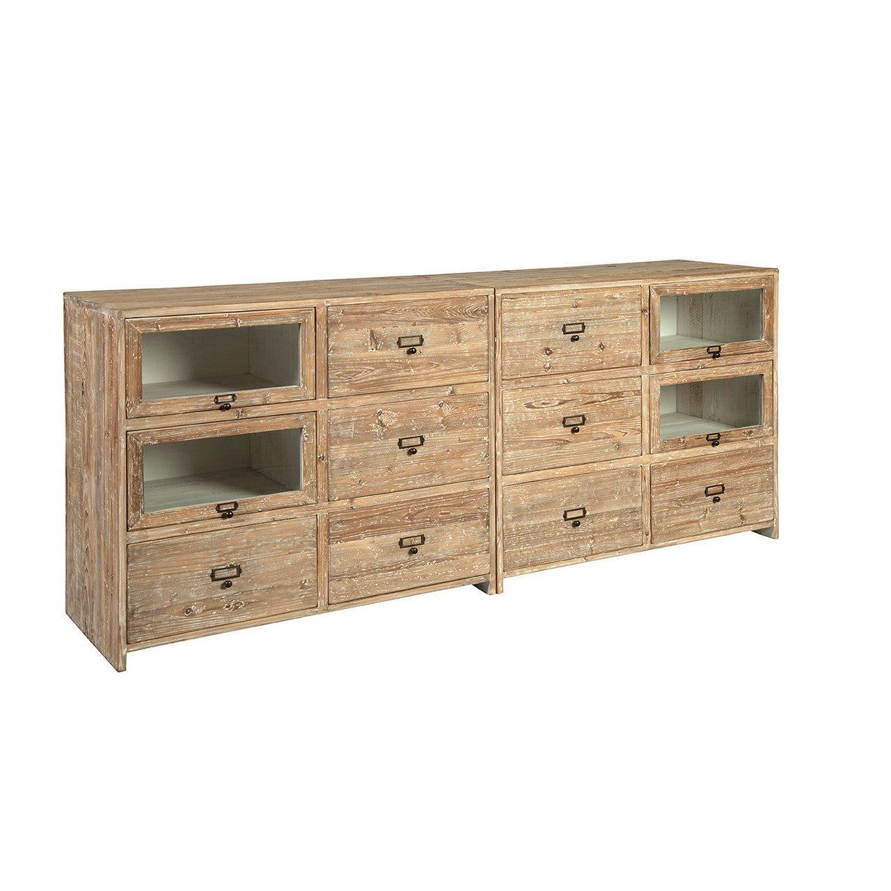 Apothecary Reclaimed Wood Double Display Cabinet 84"