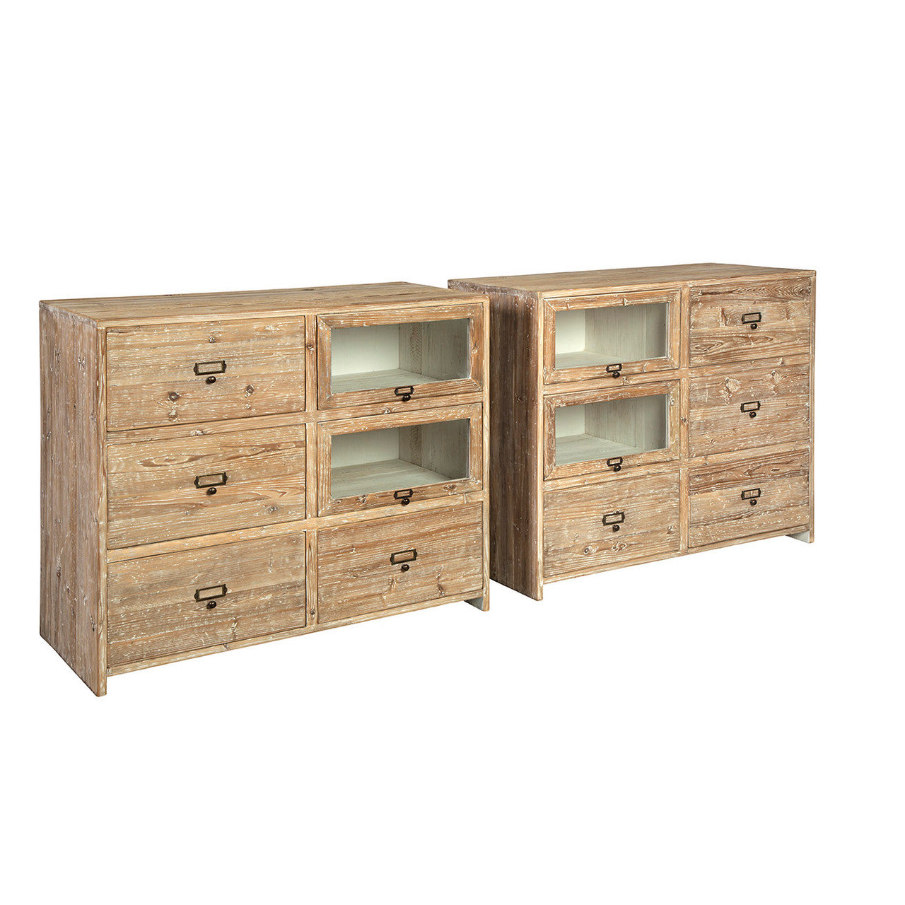 Apothecary Reclaimed Wood Double Display Cabinet 84"