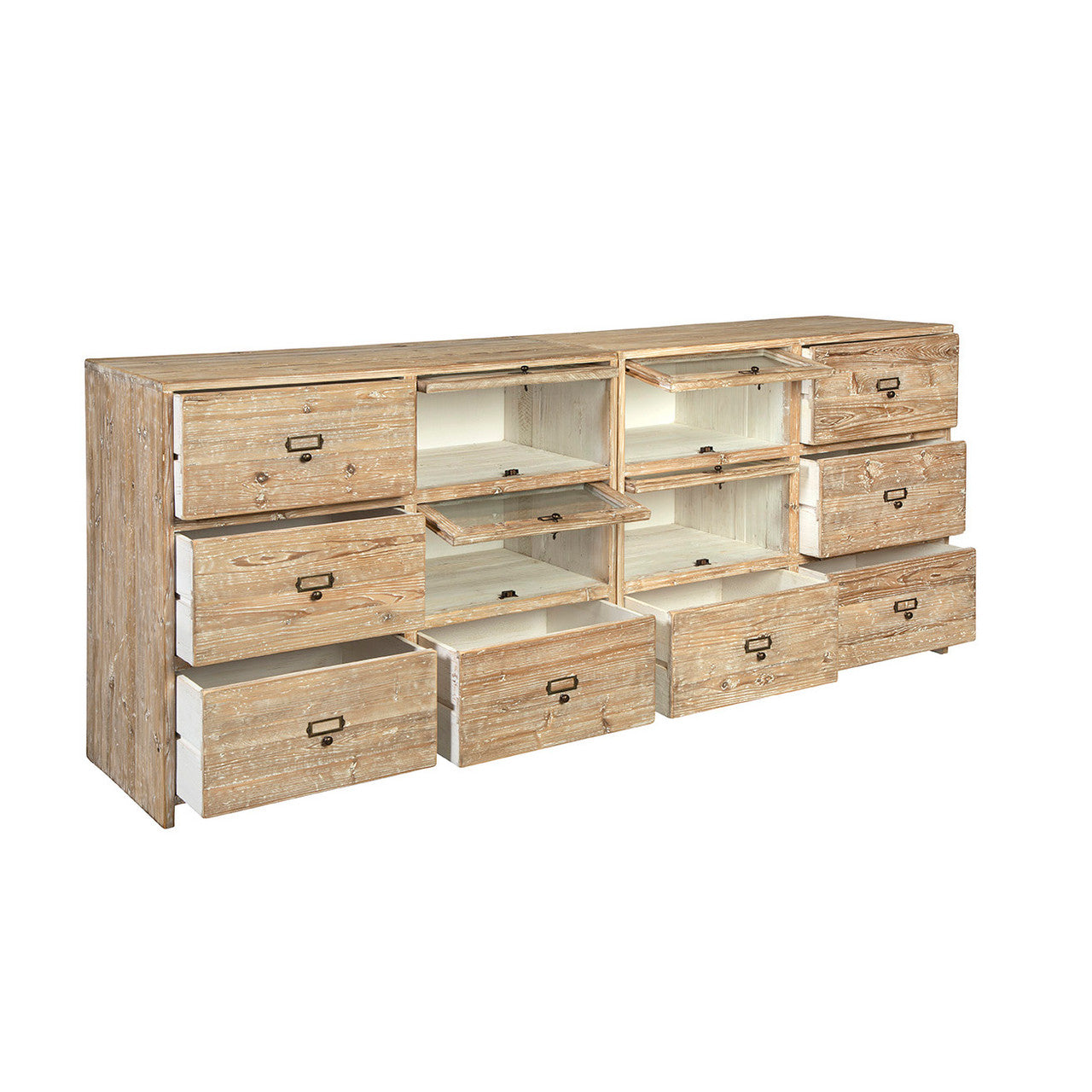 Apothecary Reclaimed Wood Double Display Cabinet 84"