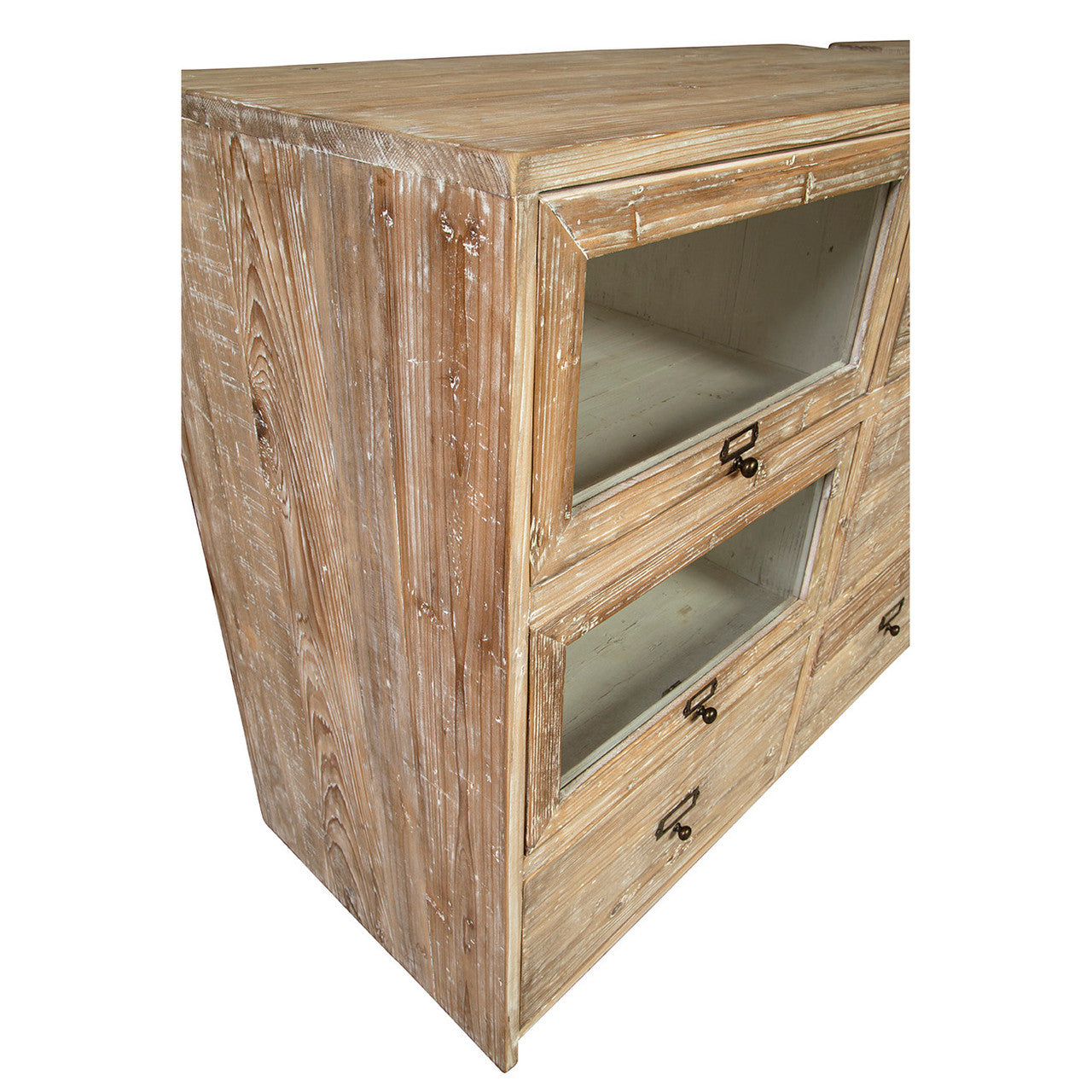 Apothecary Reclaimed Wood Double Display Cabinet 84"