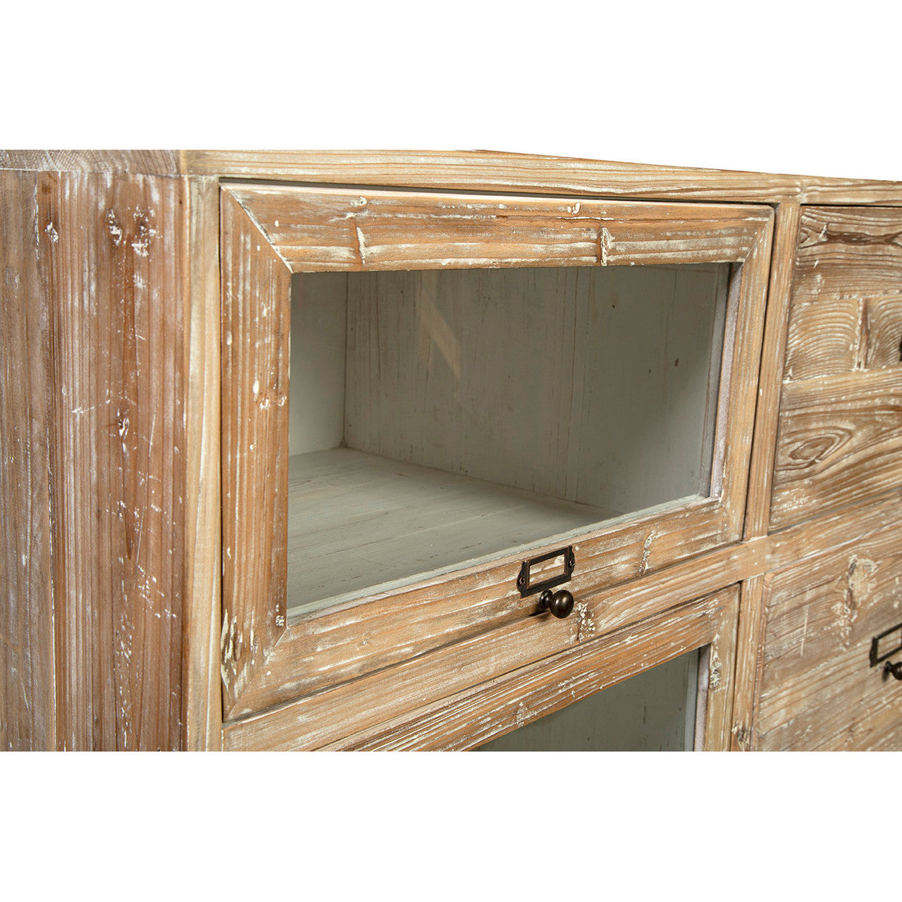 Apothecary Reclaimed Wood Double Display Cabinet 84"