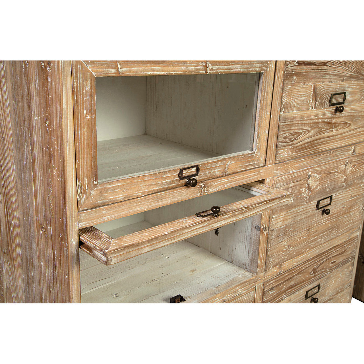 Apothecary Reclaimed Wood Double Display Cabinet 84"
