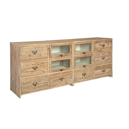 Apothecary Reclaimed Wood Double Display Cabinet 84"