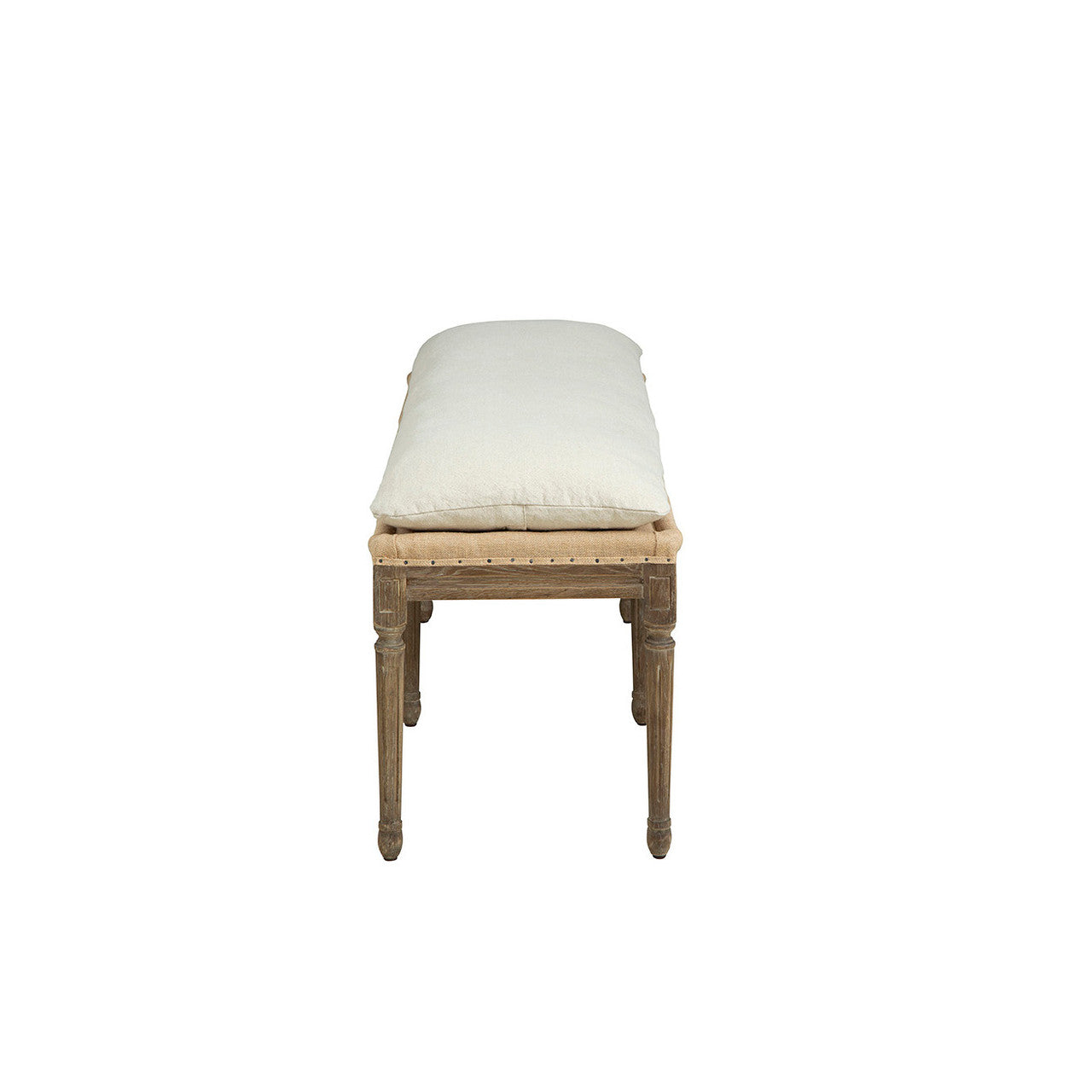 Bergere Linen & Jute Upholstered Oak Bench 54"