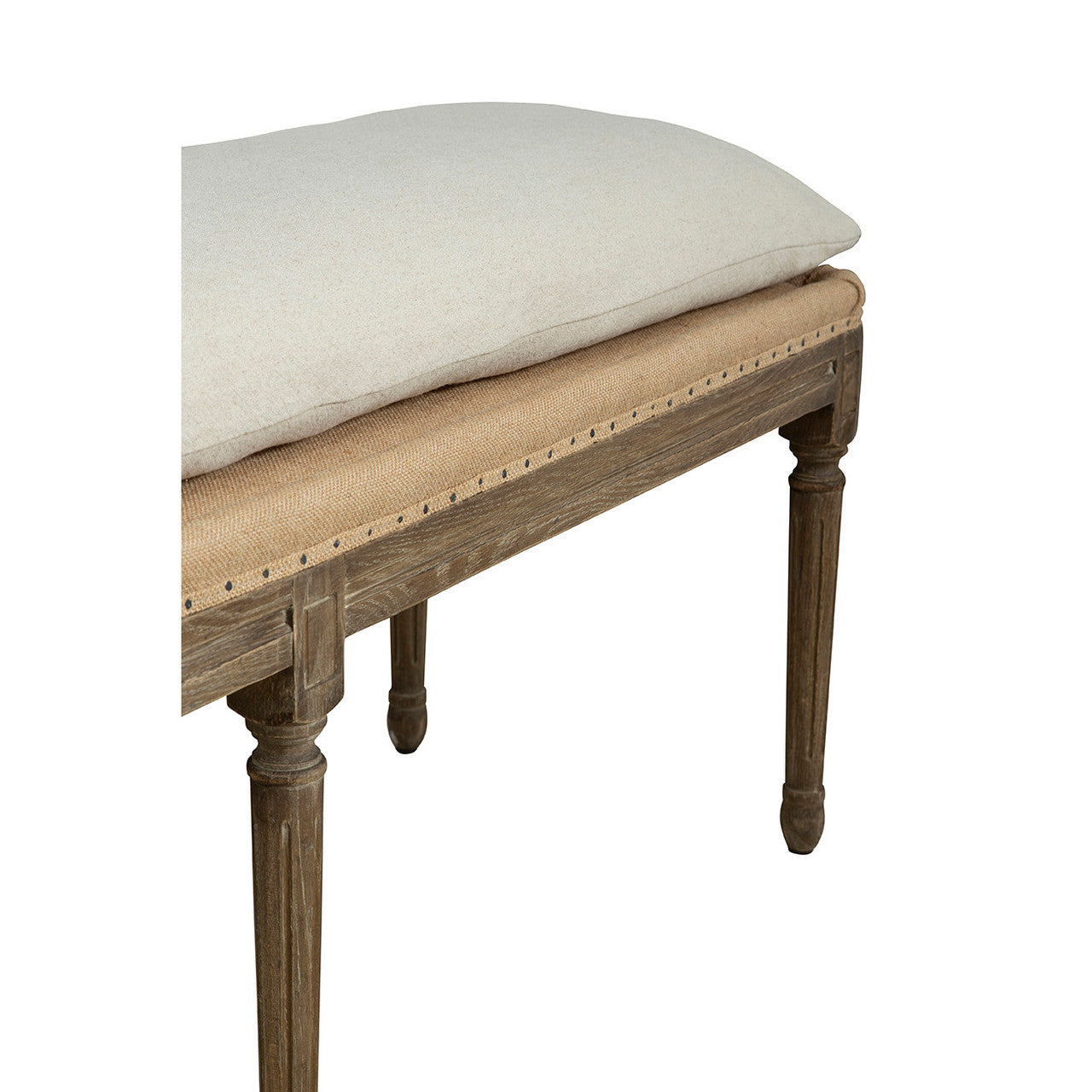 Bergere Linen & Jute Upholstered Oak Bench 54"