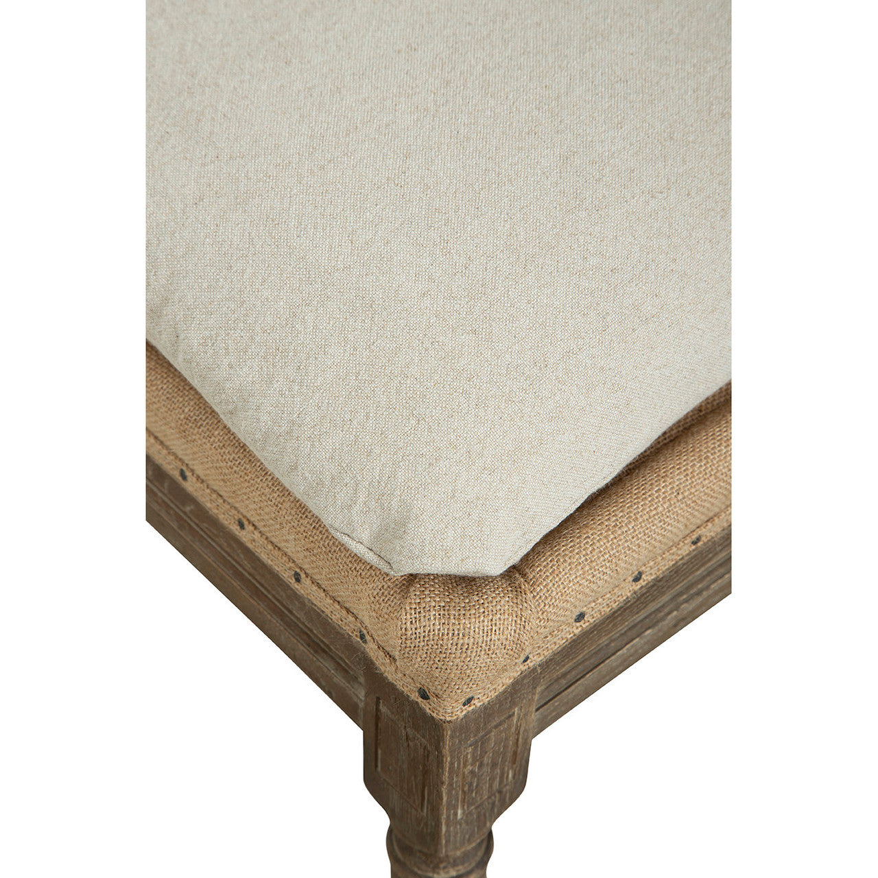 Bergere Linen & Jute Upholstered Oak Bench 54"