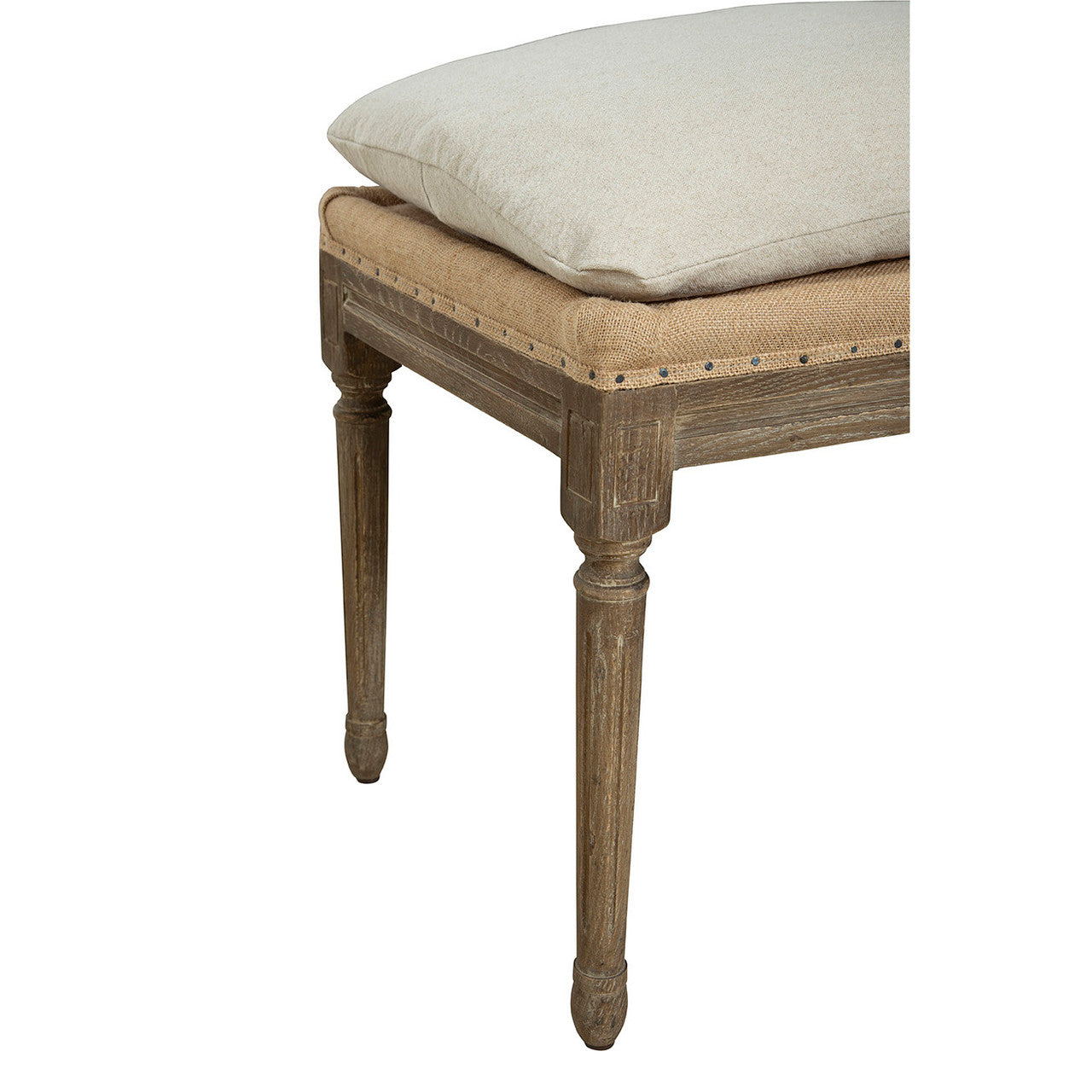 Bergere Linen & Jute Upholstered Oak Bench 54"