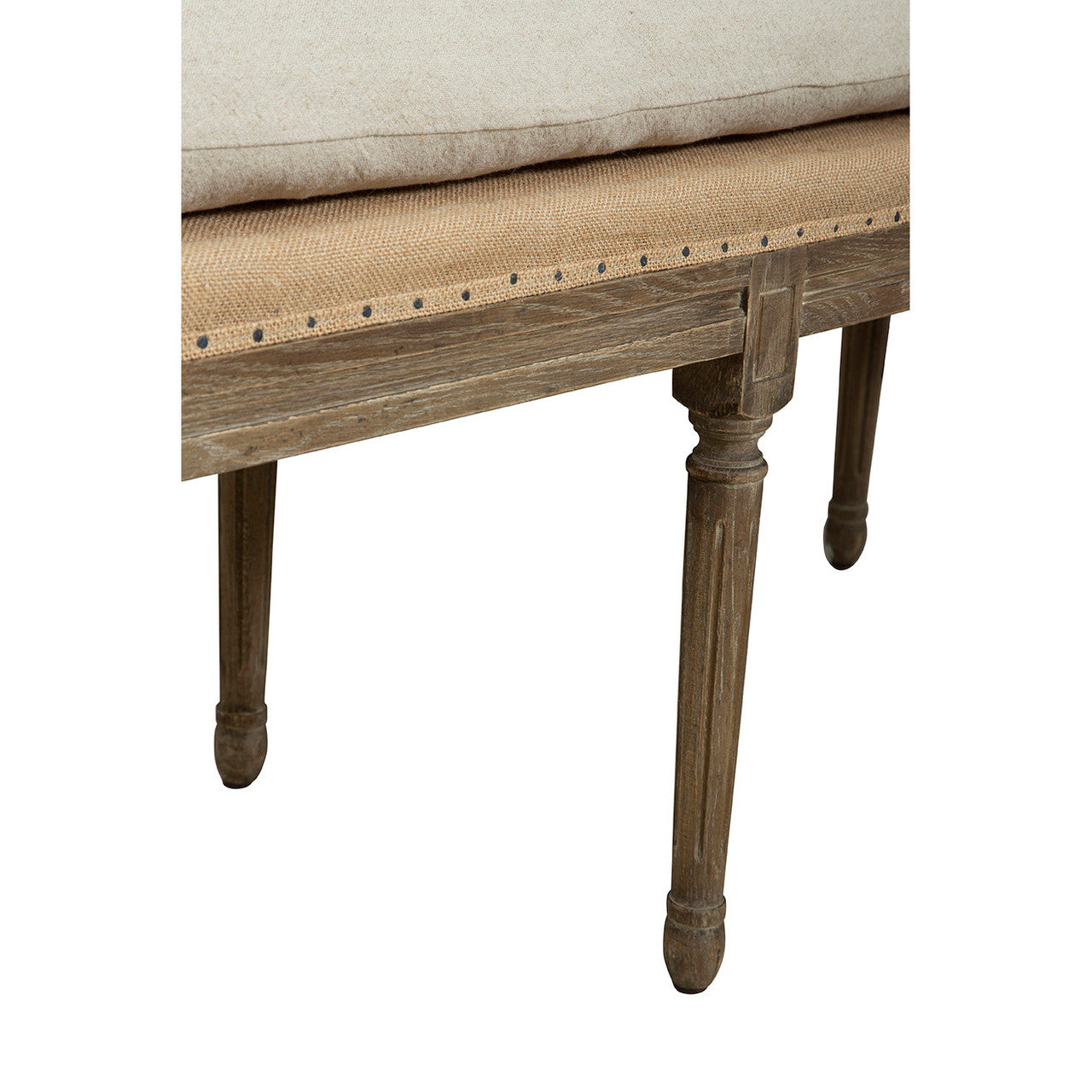 Bergere Linen & Jute Upholstered Oak Bench 54"