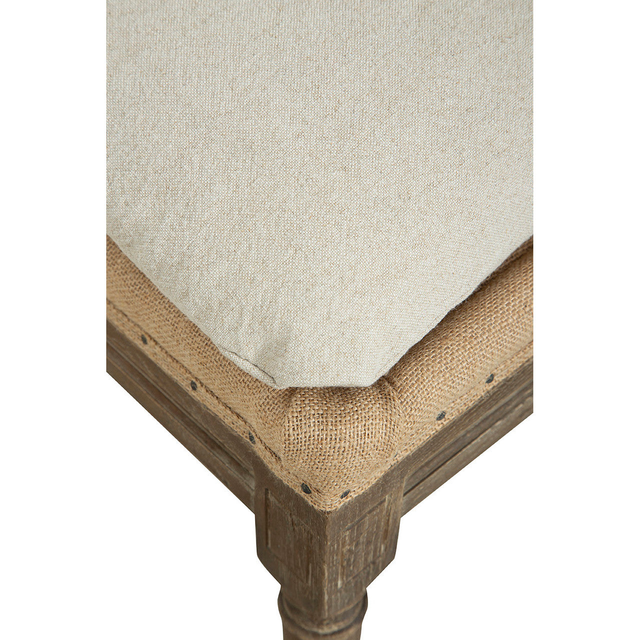 ZFC-20-543Bergere Linen & Jute Upholstered Oak Bench 54"