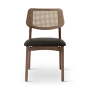 Beth Cane Dining Chair Nogal, Shimmy Black Vinyl, Nogal Cane by Urbia - product view