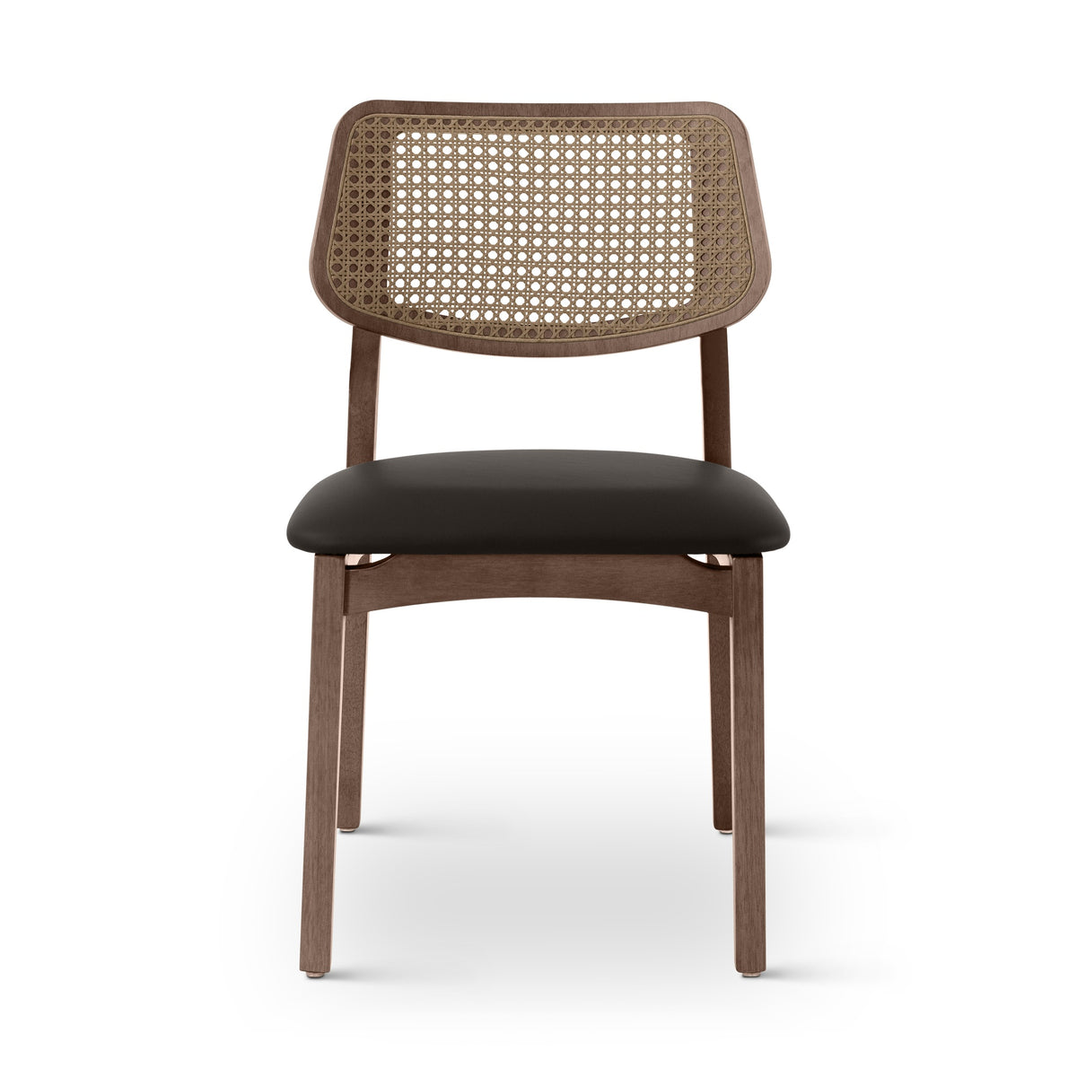 Beth Cane Dining Chair Nogal, Shimmy Black Vinyl, Nogal Cane by Urbia - product view