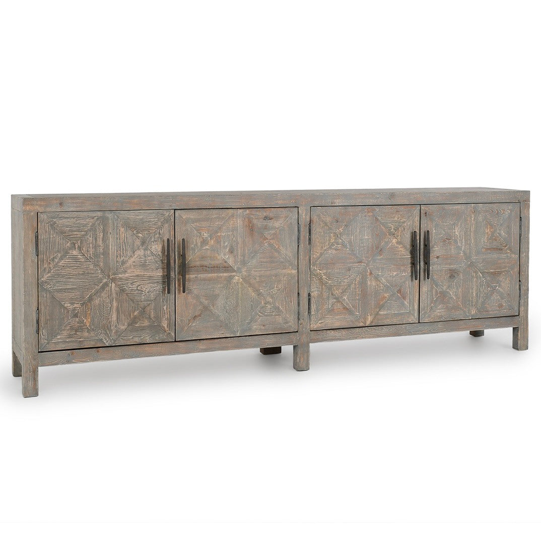 Spanish Farmhouse Reclaimed Wood 4 Door Sideboard 103" in Antique Blue