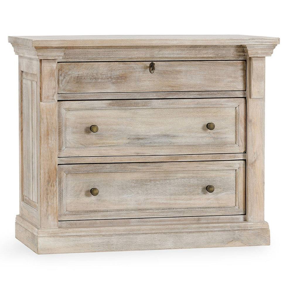 Adelaide 3-Drawer Mango Wood Nightstand Natural White Wash