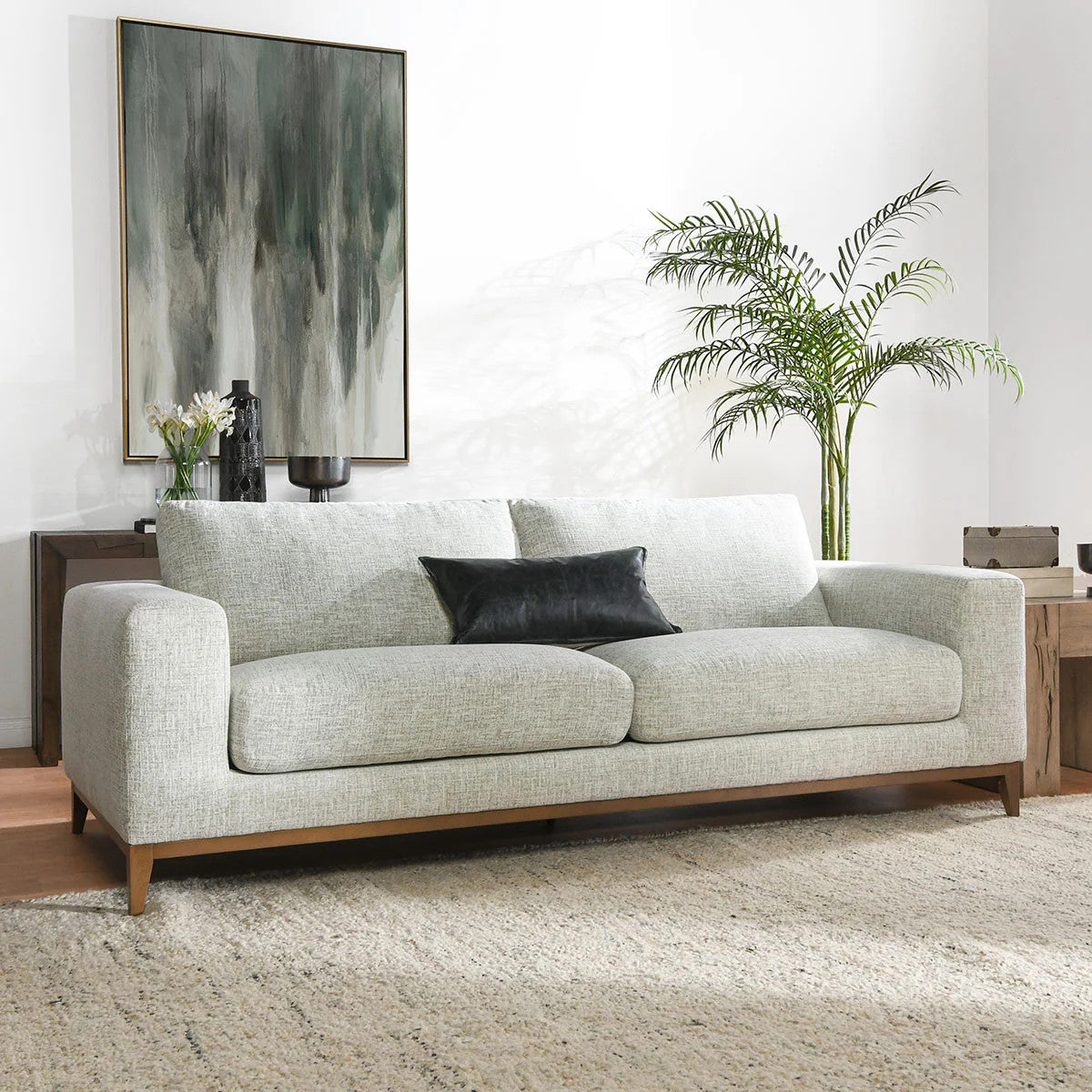 Donovan Sand Upholstered Modern Sofa 94"
