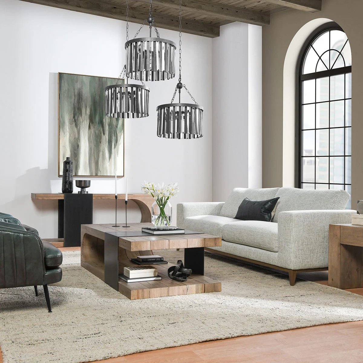 Donovan Sand Upholstered Modern Sofa 94"